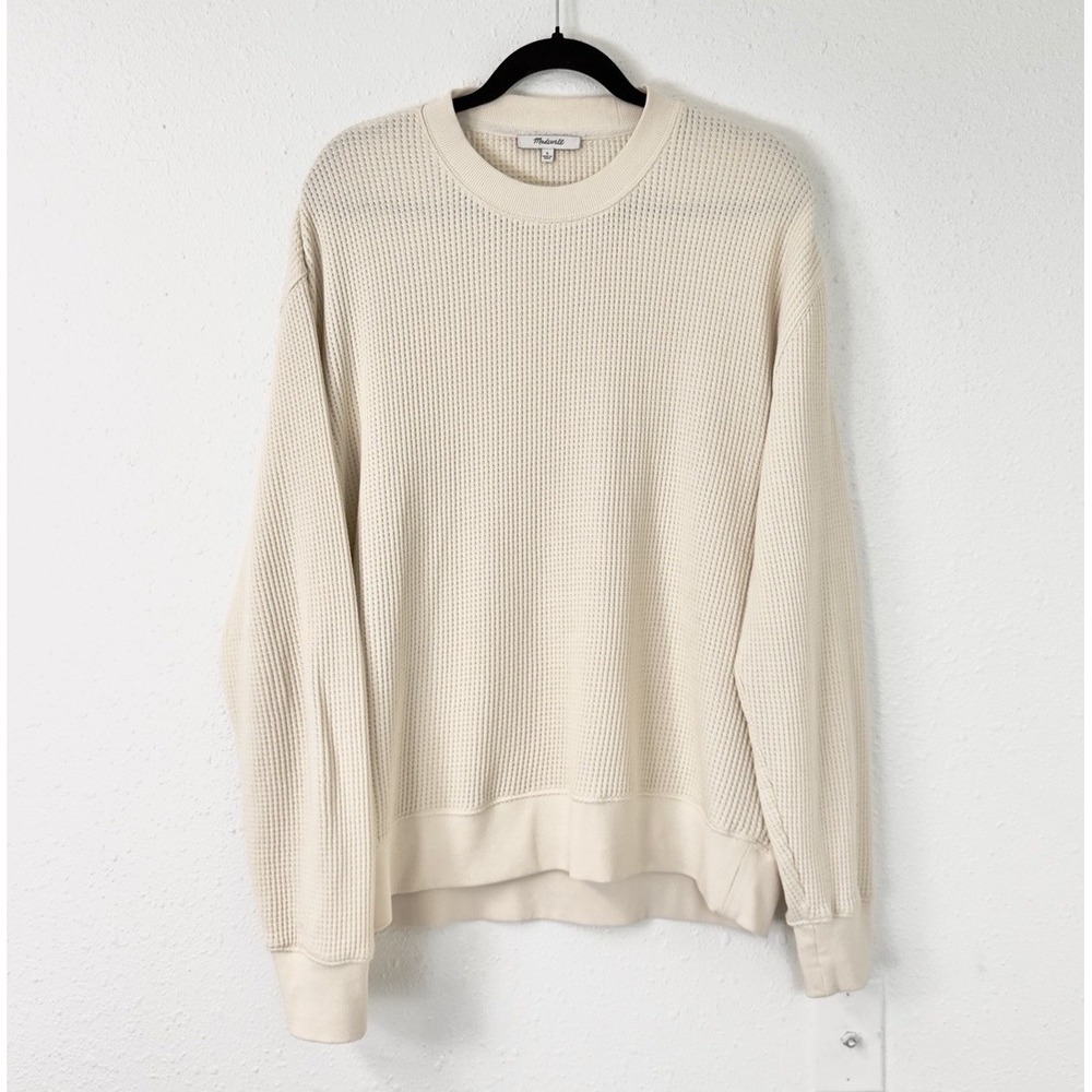 Madewell Thermal Long-Sleeve Tee Ivory Parchment Waffle Cotton Shirt Size L